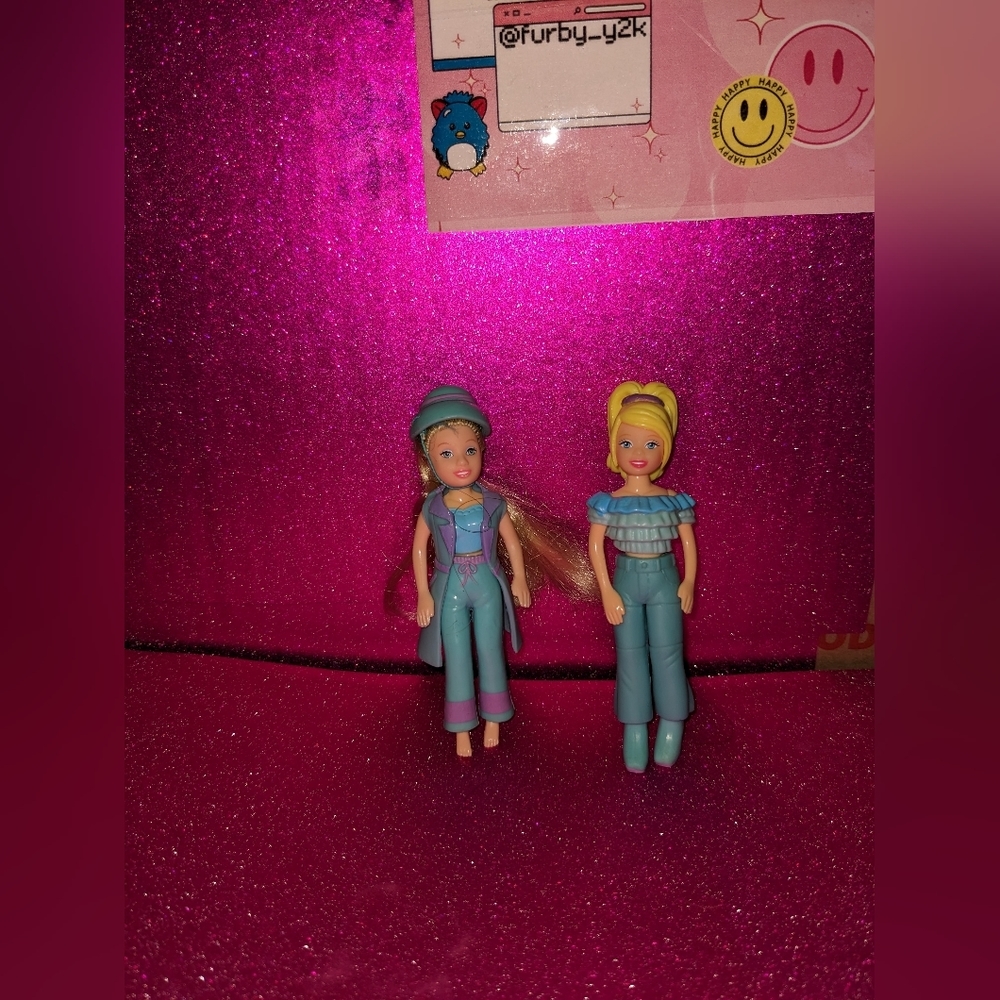 TWO Vintage Polly Pocket Figurines with the original rubber clothing!!